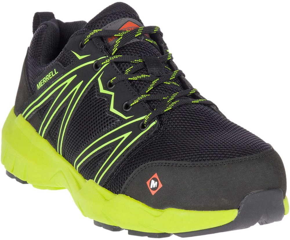 Buty Sportowe Merrell Męskie Czarne/Zielone - Fullbench Superlite Alloy Toe - 594217-DNI